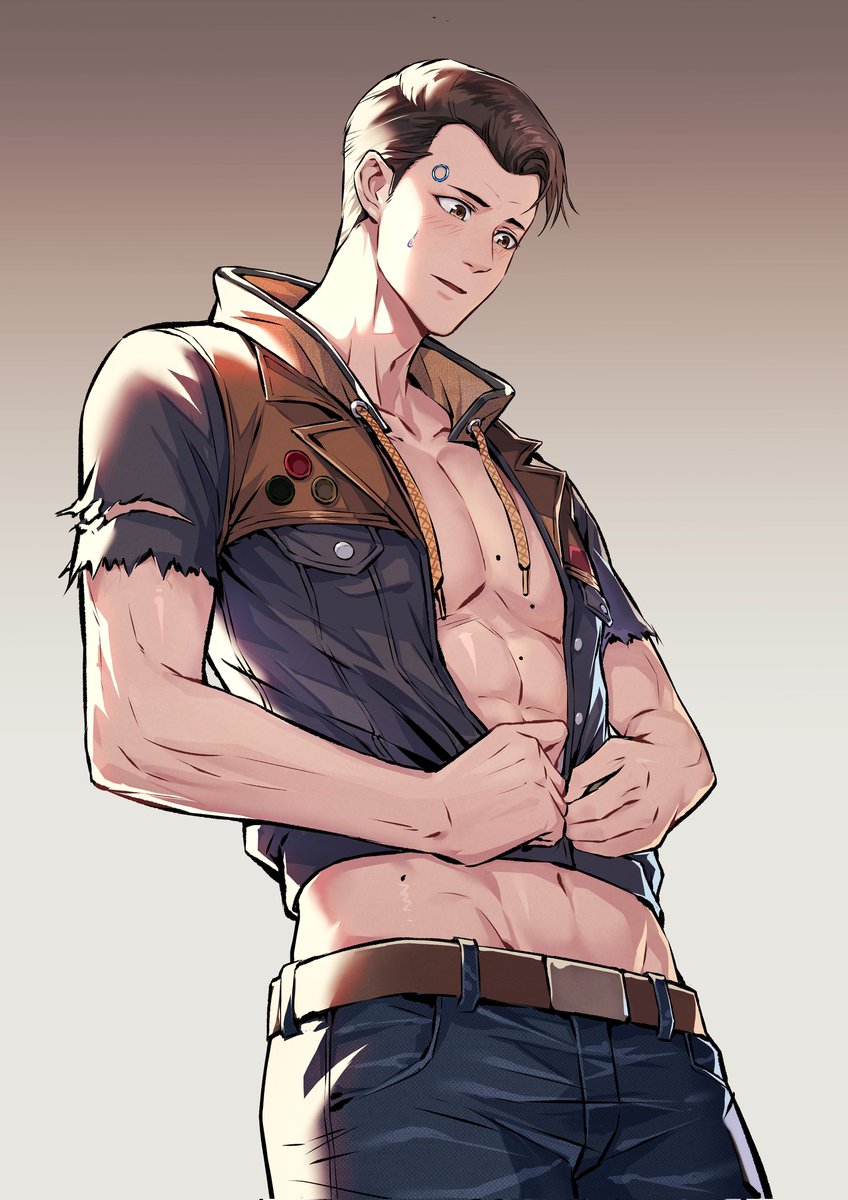 FEMALE V×CONNOR
依旧是我流V妹和康纳的憨憨情侣日常。雷到请谅解！
V:家里没有男装！这是老子以前在恶土（横行霸道）时的衣服，进城了没再穿，但是洗了，你凑合一下，这就去给你买衣服！
康纳：你忽悠我吧？？！
V妹：目移（但是忍不住上下其手）
绘制by不弱~