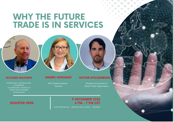 BaldwinRE's tweet photo. What is the future of trade?
Trade in intermediate services, I'd argue
Hear me make the case at the Graduate Institute this Friday 9 Dec at 18h in A2 auditorium
👉WTO DDG Anabel Gonzales as commentator @_AnabelG @wto @EUmissionWTO @GVAGrad @DmitryOpines @GTP_Trade @TASCplatform https://t.co/niwOqEqKE6