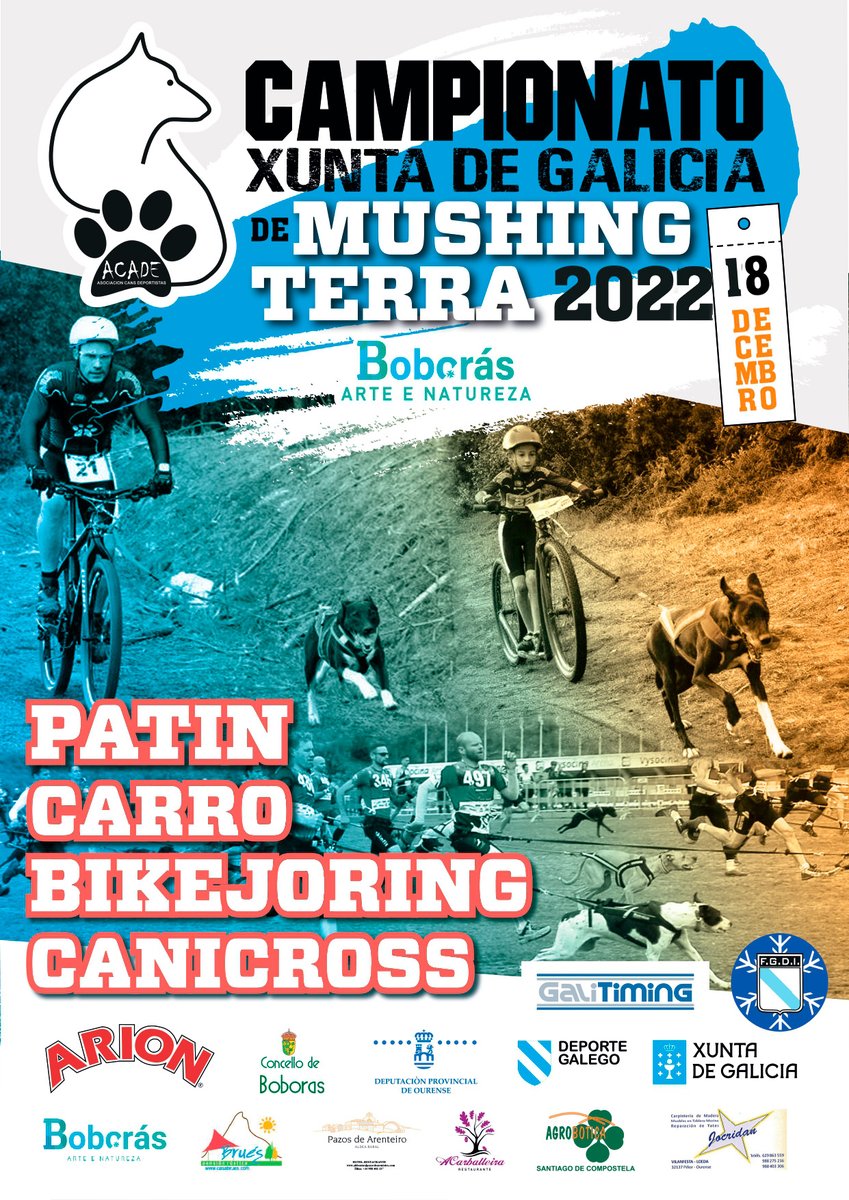 CAMPEONATO XUNTA DE GALICIA DE MUSHING TIERRA 2022
El domingo 18 de diciembre se celebra el #Campeonato <a href="/Xunta/">Xunta de Galicia</a> de #mushing tierra🐕‍🦺en <a href="/ConcelloBoboras/">Concello de Boborás</a> 
Inscripciones hasta el 9/Dic a las 20:00 horas
<a href="/FGDInvierno/">FGDI</a> 
<a href="/patrybelga/">acade</a> 
fgdi.es/web/campionato…