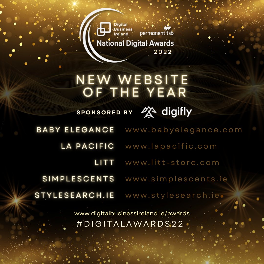 Digital Business Ireland (DBI) (@digitalire) on Twitter photo Congrats to the finalists in the running for the
<a href="/Digitalire/">Digital Business Ireland (DBI)</a> <a href="/permanenttsb/">Permanent tsb</a> #DigitalAwards22 ‘New Website of the Year’ award, sponsored by
<a href="/digiflyagency/">Patrick@digifly</a>
<a href="/BabyElegance1/">Baby Elegance</a>
LA Pacific
LITT
<a href="/simplescents_/">SimpleScents</a>
StyleSearch
🥳 Congrats to the finalists in the running for the
<a href="/Digitalire/">Digital Business Ireland (DBI)</a> <a href="/permanenttsb/">Permanent tsb</a> #DigitalAwards22 ‘New Website of the Year’ award, sponsored by
<a href="/digiflyagency/">Patrick@digifly</a>
<a href="/BabyElegance1/">Baby Elegance</a>
LA Pacific
LITT
<a href="/simplescents_/">SimpleScents</a>
StyleSearch
🥳