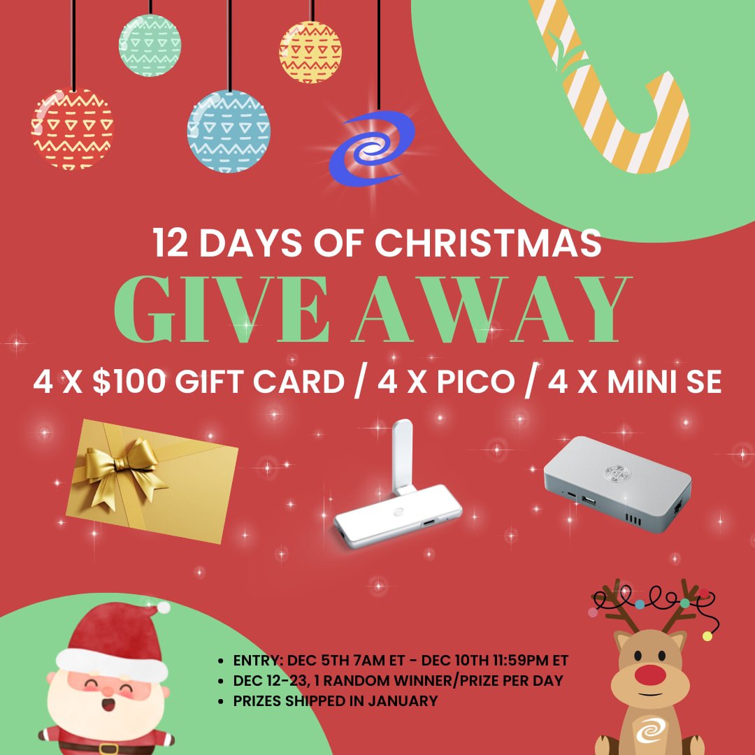 🎁 Deepernauts, the wait is over! We have 12 Days of Christmas Giveaways for you. Complete the tasks below, and you have a chance to win a Pico, Mini SE or $100 gift card 😍 👉 gleam.io/7OvYH/deeper-c… #Giveaway #web3 #vpn