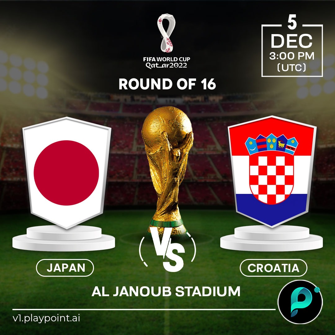 #Playpoint #Prediction 

After winning Group E, #Japan face Group F runners-up #Croatia in the round of 16 at #Qatar2022. 

#Arbitrum #crypto #blockchain #Trader #Litecoin #forex #BTC         #DogeCoin #Metaverse #games #PlayToEarn #PPTT #Binance        #StockMarket #FIFAWorldCup