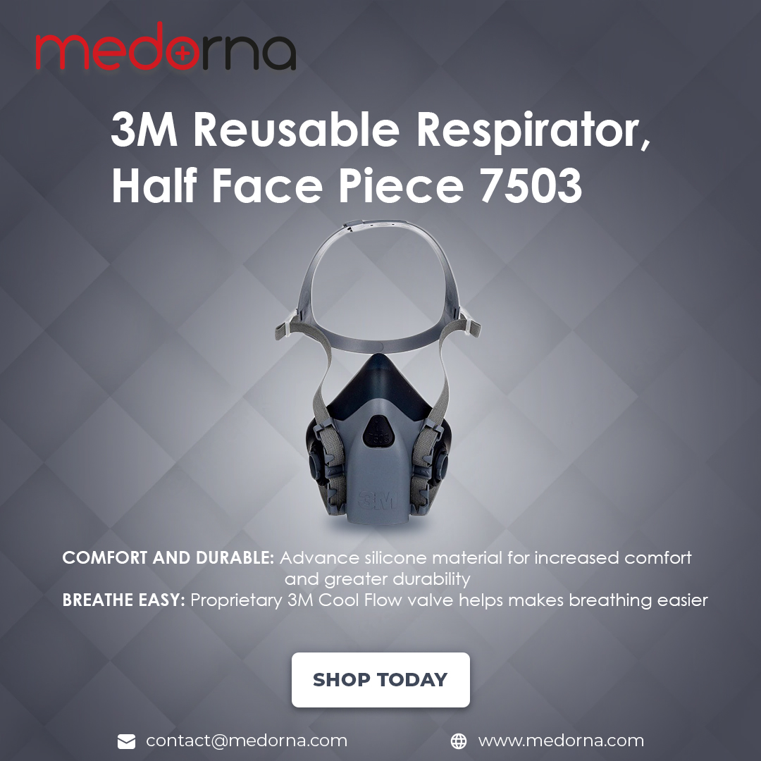 3M Reusable Respirator, Half Face Piece 7503, Use with Bayonet Cartridges/Filters (Not Included) for Gases, Vapors, Dust, Large Size
Buy Now : medorna.com/.../3m-reusabl…
#3M #3mrespirator #HalfFaceRespirator #GasFilter #respiratorycare #respiratoryhealth #medicaldevicesales