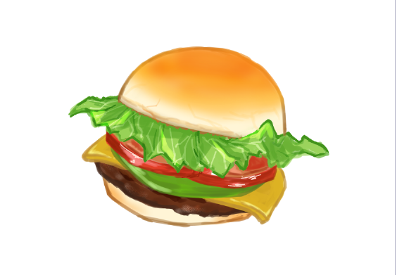 ハンバーガー食べたらカロリー高いけど描くのもカロリー高い 
