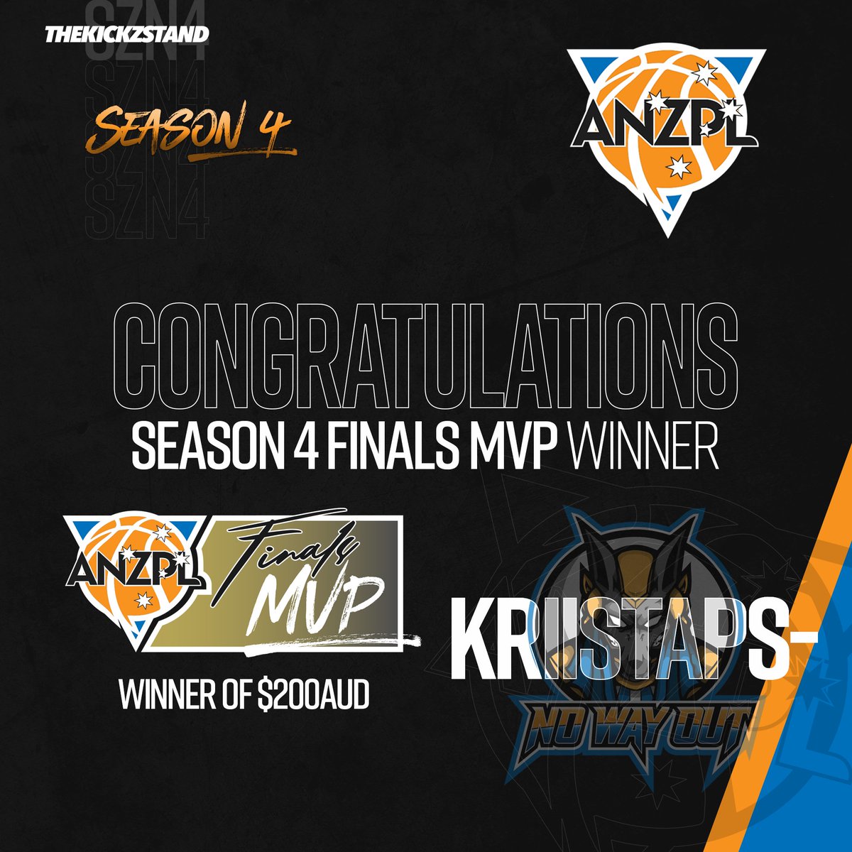 .<a href="/ANZPL2K/">ANZPL</a> Season 4 Finals Most Valuable Player

Congratulations to <a href="/Kriistaps_/">Kris</a> 

Winner of $200AUD 💰

#ANZPL2K
#TheKickzStand
