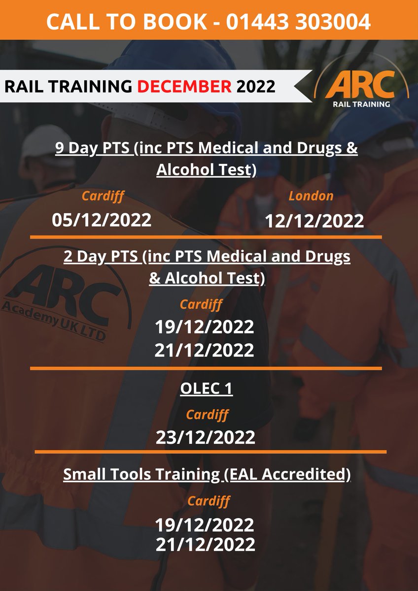 Here are our last course dates for the year.
Hurry up and book before it's too late: 01443 303004