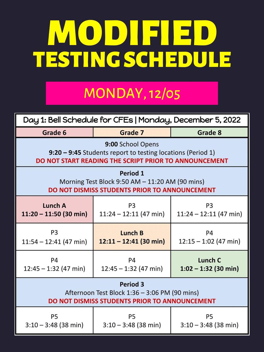 As a friendly reminder, winter testing begins today, and we will be on a modified schoolwide bell schedule to provide ample time for students to complete their assessment(s). 🦭💪🏼