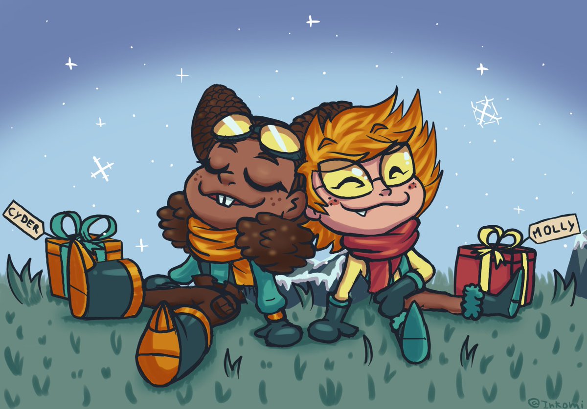 Drew my two favorite kids for the season ❄️🎁🎄