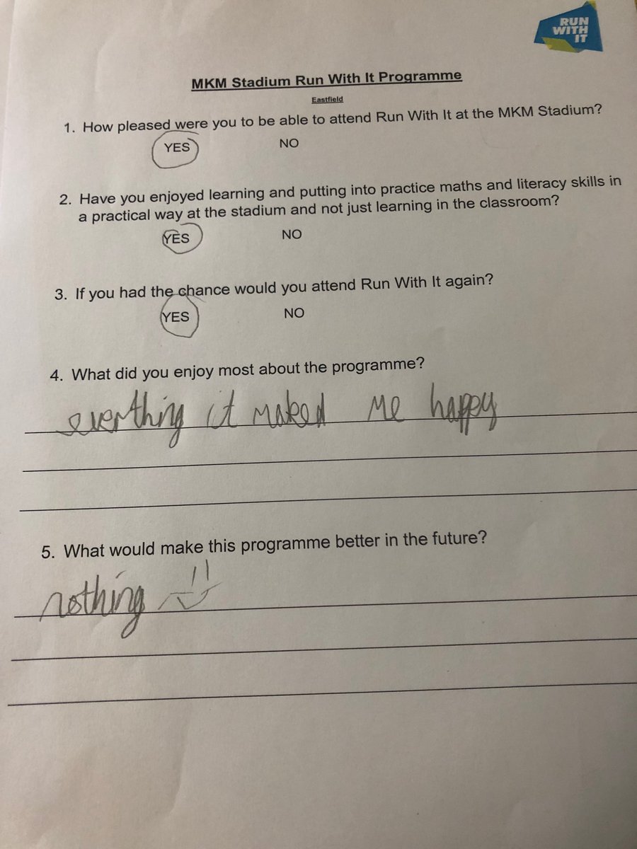 RunwithitHull's tweet photo. Just some of the feedback from @EastfieldPSHull Y5 after their recent programme @RunwithitHull 🤗 Thanks Y5 for being such a lovely group and thanks @chameleonbusint for their support! #learningforlife https://t.co/YC2of9dbvB