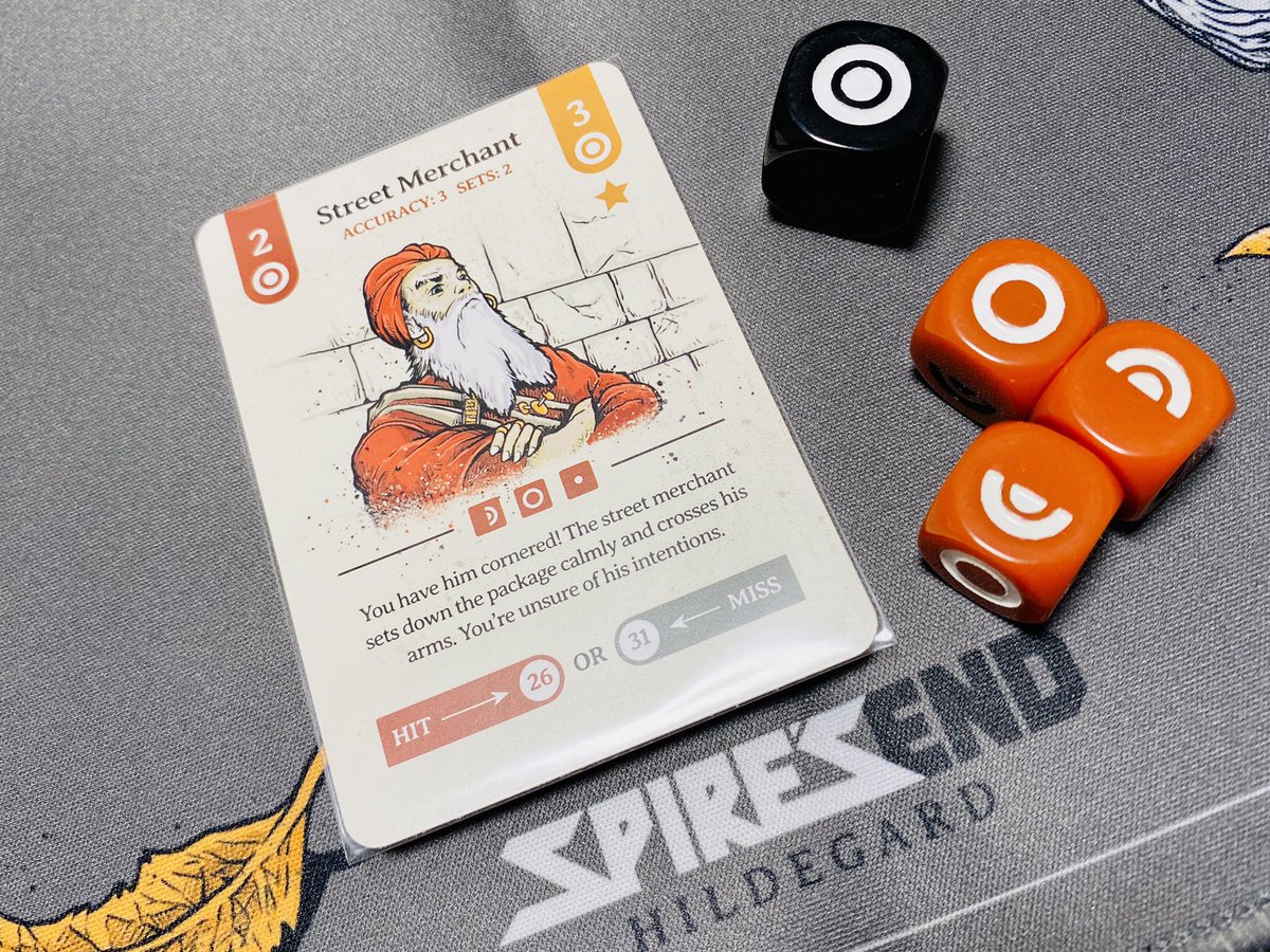 BoardGameRonnie's tweet photo. 再度『Spire's End Hildegard』のChapter 1をプレイ。初回とは違う選択肢を選んでみると全く違う場所に進んだりして面白い。チェックポイントまできたので一旦終了。続きはまた今度。画像のオジさんは道端で遭遇したオジさん(^^)
#ボードゲーム #SpiresEnd https://t.co/6sHVFrjlcB