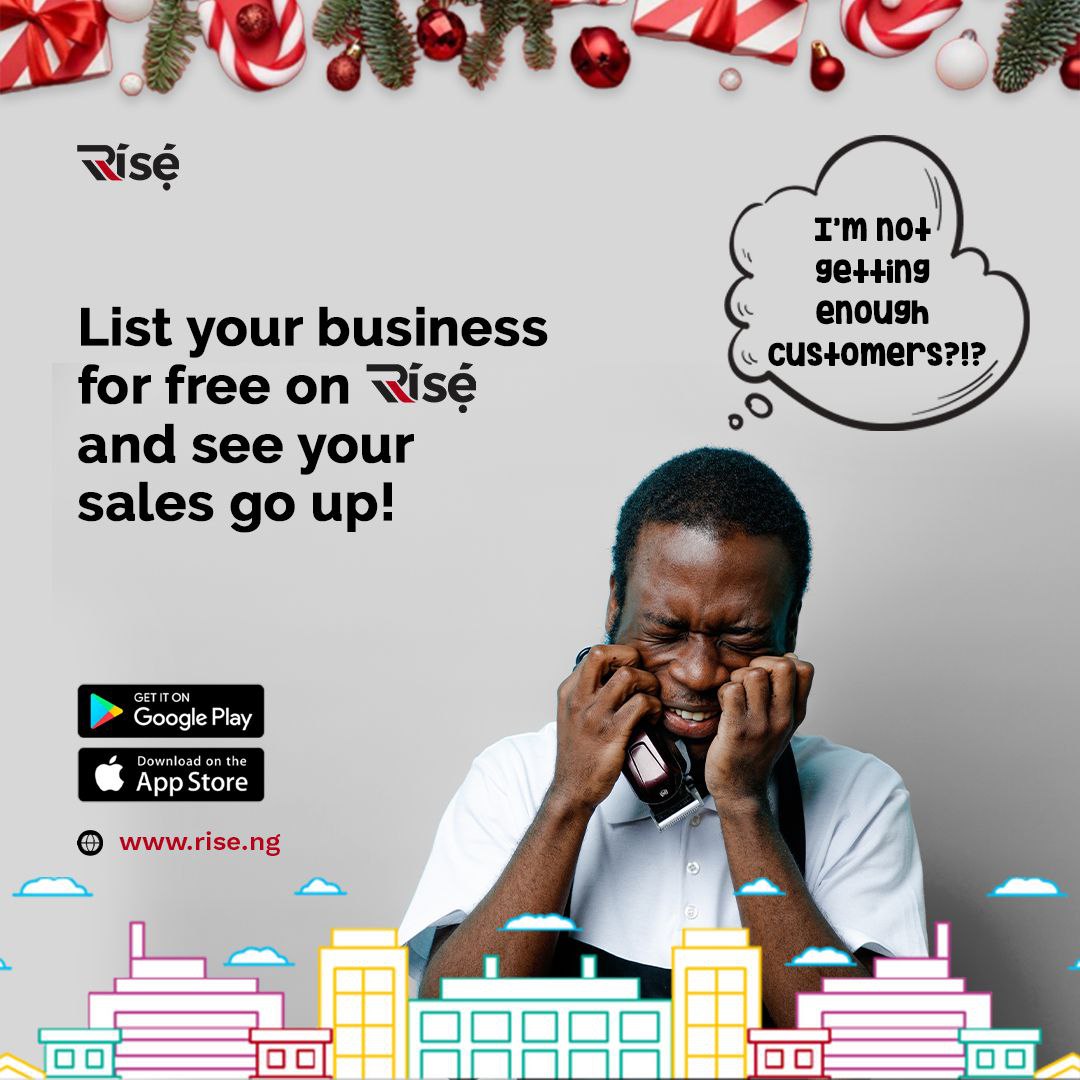 riseapp_ng's tweet photo. Use Risé App to connect with new customers and boost your business sales. Go-to https://t.co/eDv9GSySR3 to get started today for free. #Riseapp #RiseAppNg
#plumbers #electricians #cleaners #hairstylists #findcustomers #boostsales #boostbusiness #getcustomers #vendors #artisans https://t.co/iWDmd8XFXP
