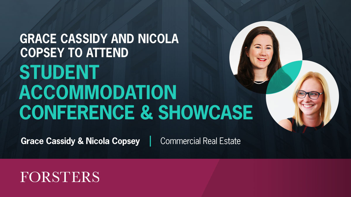 ForstersLLP's tweet image. Commercial Real Estate Senior Associates, Grace Cassidy and Nicola Copsey, will attend the Student Accommodation Conference &amp;amp; Showcase of Wednesday 7 December. 
The conference will offer insightful debates and unrivalled networking opportunities.
student.propertyweek.com/studentaccommo…