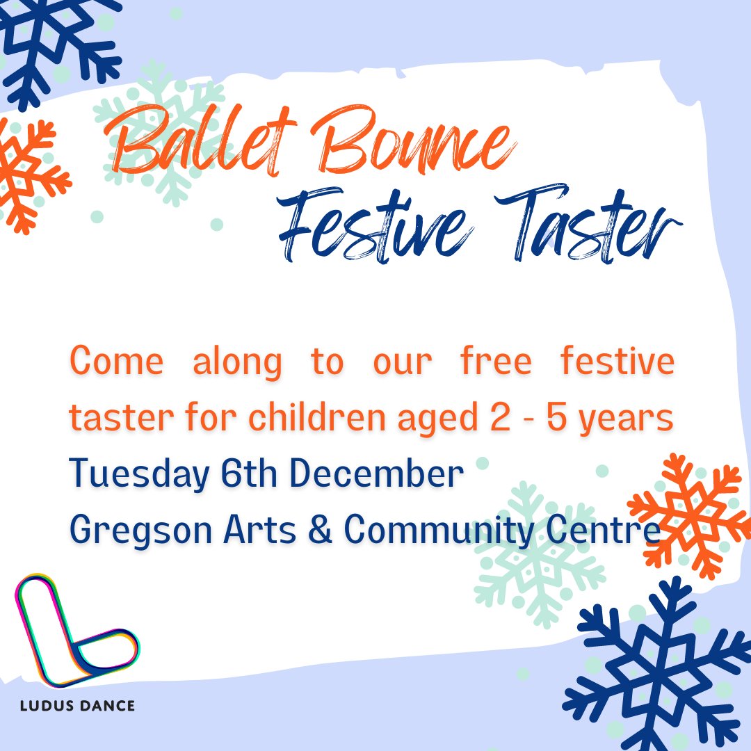 Why not come along to a free taster tomorrow at 4pm to try out our classes, and enjoy a bit of festive fun while you're there? 🎅🎄☃️ Tomorrow is our last lot of classes before the new year, the spring term will start back on 10th Jan. Get in touch via info@ludusdance.org to book