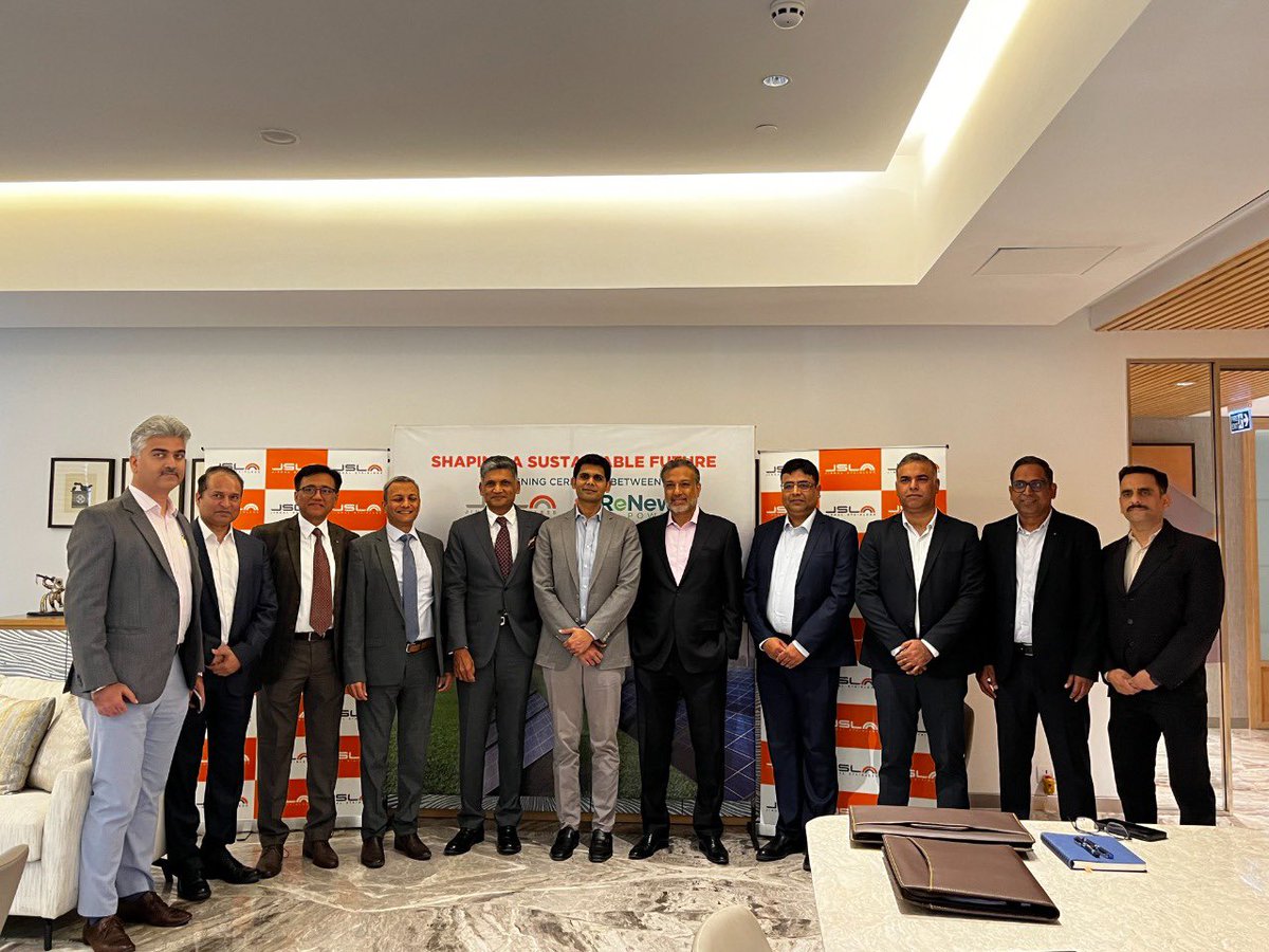 abhyudayjindal's tweet image. In line with our ESG initiatives,I’m proud to share that @Jindal_Official has signed a contract with @ReNew_Power to set up a 300MW #renewableenergy project through wind &amp;amp; solar technologies.Staying true to the sustainable nature of the metal we produce, we endeavour to #GoGreen!