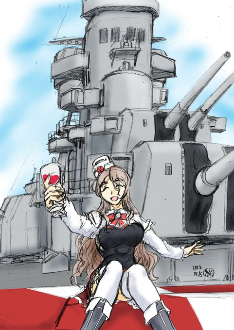 #艦これ版深夜の真剣お絵描き60分一本勝負#艦これ版真剣お絵描き60分一本勝負_20221205ポーラの進水日ですね。 