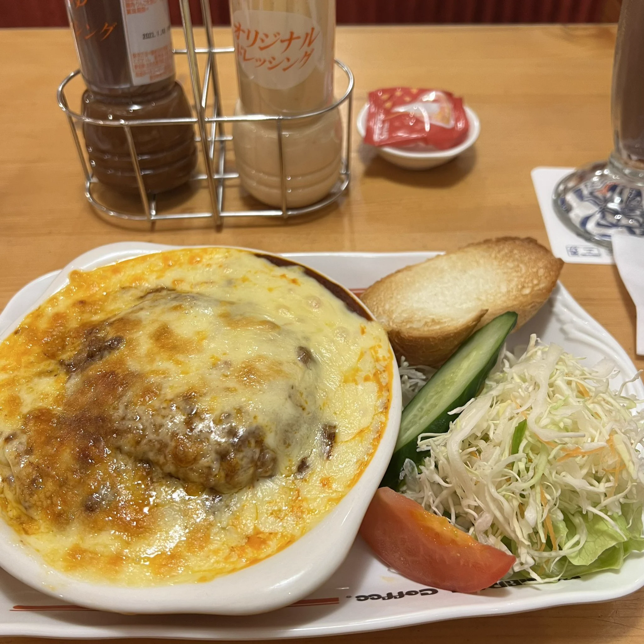 コメダのチーズハンバーグミートソーススパ。全てが満たされる一品！