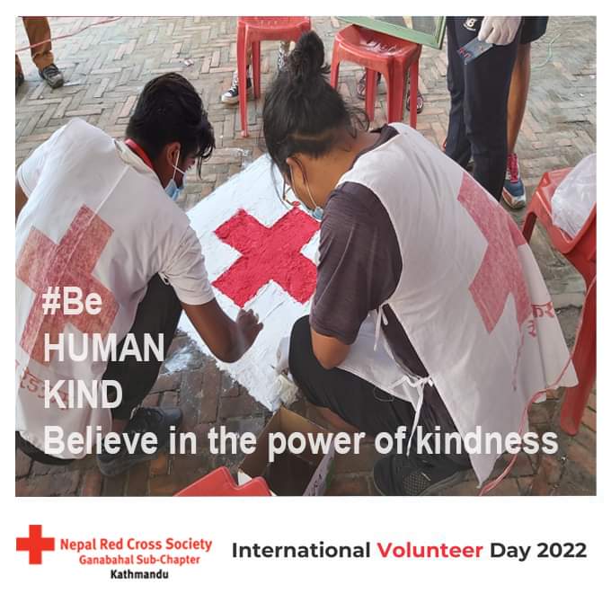 Happy International Volunteer Day 2022 🙏

On #IVD2022 today, We thank all the volunteers for their dedication, passion and support.

@NepalRedCross @IFRCAsiaPacific @ifrc
#InternationalVolunteerDay2022 #BeHumanKind  #believeinthepowerofkindness #TogetherActNow
