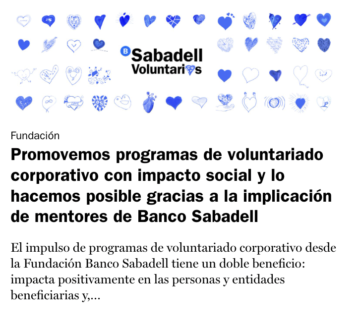 📝 Descubre en nuestro #blog algunas de las iniciativas que promovemos desde la Fundación que cuentan con la implicación de #voluntariadocorporativo de <a href="/BancoSabadell/">Banco Sabadell</a>: 

🔗fundacionbancosabadell.com/programas-volu…