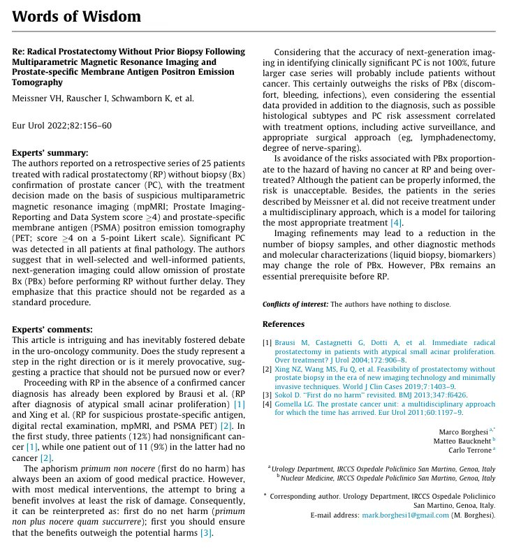 EUplatinum's tweet photo. New Words of Wisdom from @MarkBorghesi1 @MatteoBauckneht and Carlo Terrone 

Re: Radical Prostatectomy Without Prior Biopsy Following Multiparametric Magnetic Resonance Imaging and Prostate-specific Membrane Antigen Positron Emission Tomography 

https://t.co/KzyTcc4yB5 https://t.co/A9g0XtGaiN