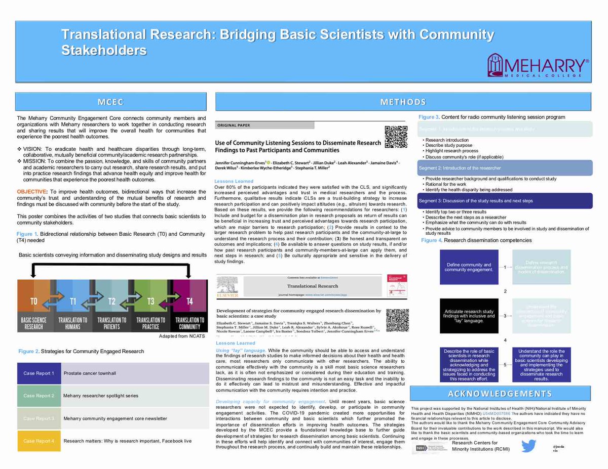 jscdavis's tweet photo. How to bring the power of science to your community? Stop by my poster today #ASCB2022 to hear about efforts of basic scientists engaging with community researchers @c_erves through Meharry Community Engagement Core. Also find me at Roundtable Discussions on Tuesday https://t.co/qVGbjrExp2