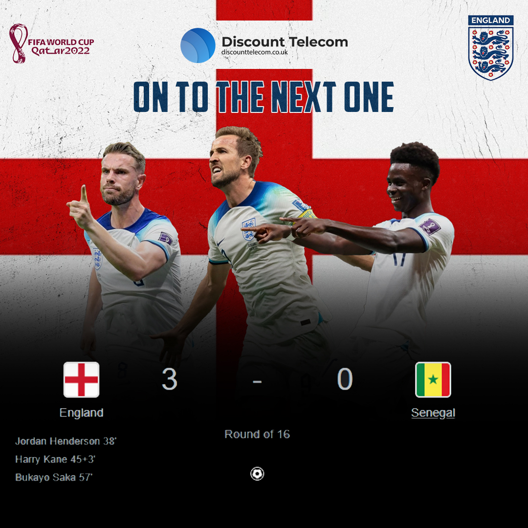 Another win in our bucket. Now, it’s time to conquer your place in the Semi-Final. All the best for the next match.
.
.
#FIFAWorldCup2022 #FIFAWorldCup  #TeamEngland  #qatar #QatarWorldCup2022  #England  #allthebest  #ThreeLions