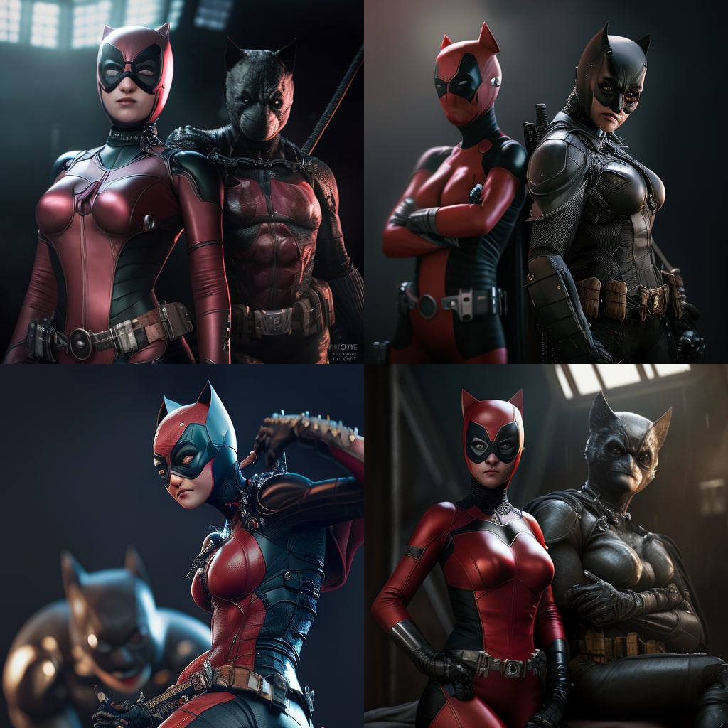 My art work, Deadpool and catwoman