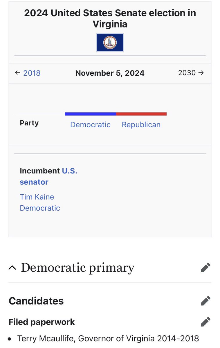 Hampton Roads Elections 2023 (@hrelections2023) on Twitter photo It turns out former Governor <a href="/TerryMcAuliffe/">Terry McAuliffe</a> has filed paperwork to run in the VA Senate Race in 2024. It turns out former Governor <a href="/TerryMcAuliffe/">Terry McAuliffe</a> has filed paperwork to run in the VA Senate Race in 2024.