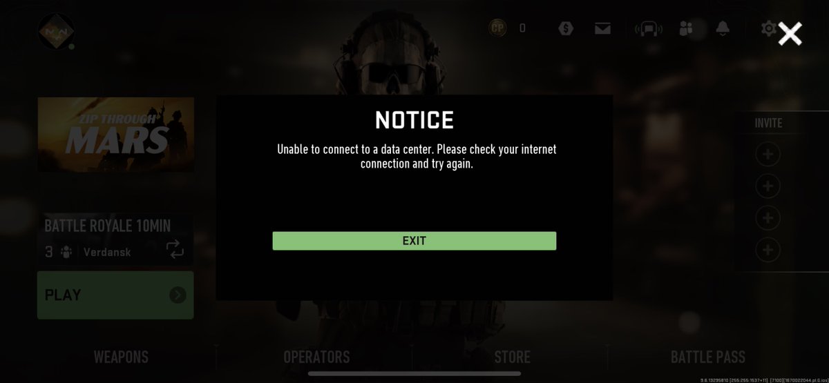 RaZor_313's tweet photo. anyone have an idea please!  how to manage to find games on #WZM given that even with a Pro VPN (Express VPN) I always have this message, I know that it is surely because of a very high Ping, what to do then? #WarzoneMobile https://t.co/vMibLFQGn4