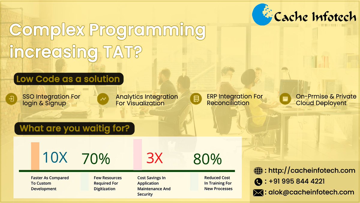 InfotechCache's tweet photo. Reduce your #development cost !
Opt for #lowcode Platform.
Contact us with your requirements & create solutions faster & cheaper.
#LowCodeNoCode #lowcodeplatform #APP #cacheinfotech https://t.co/SQGfxvKGGC
