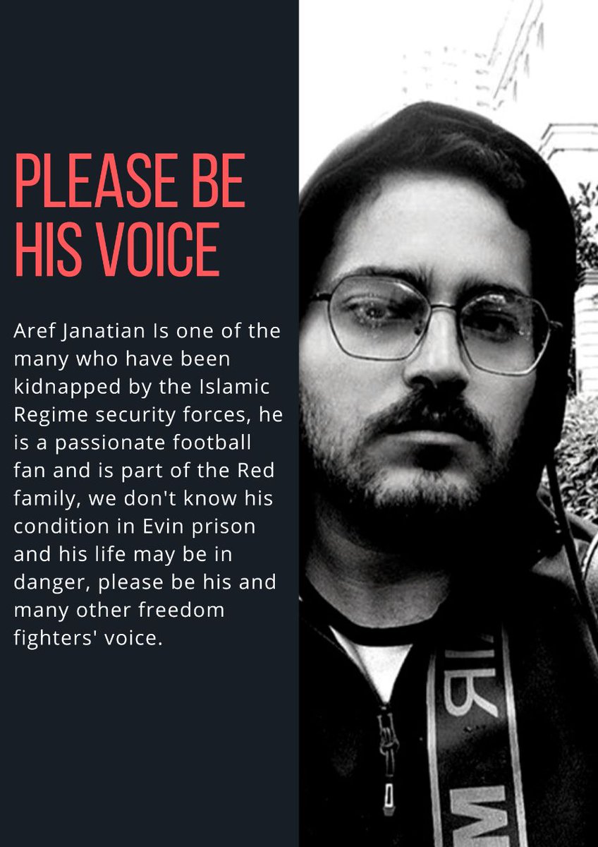 Feeling_GoodMan's tweet photo. @AnfieldWatch @LFC @LFCTV 
This is Aref Jannatian. Aref is Iranian and is one of the most passionate Liverpool fans I have ever seen in my life. Unfortunately, Aref has been captured and imprisoned by the IRGC forces and his life might be in danger.
Please be his voice.
#SayTheirNames https://t.co/iCGH3IAxv6