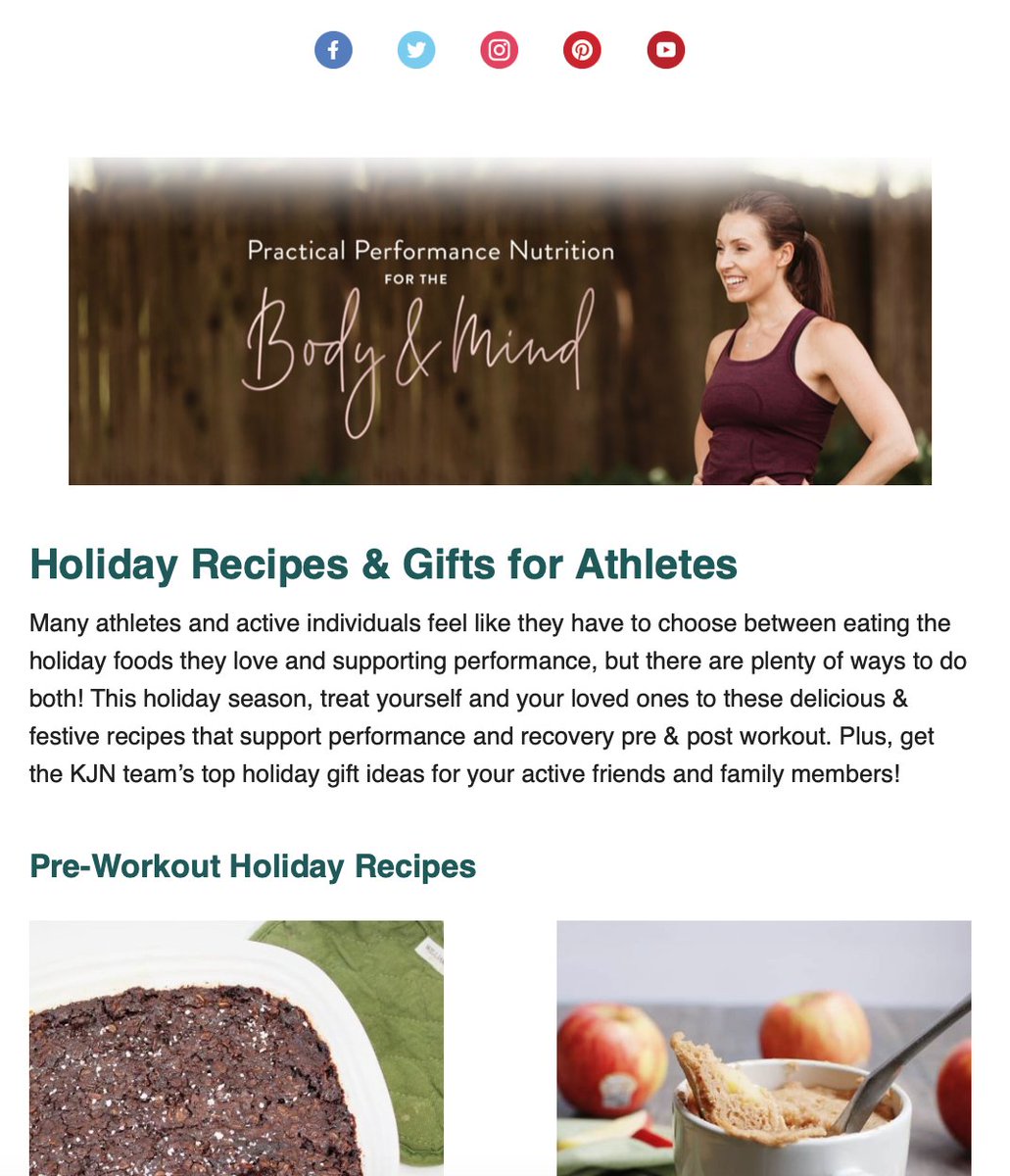 Looking to support performance while enjoying the flavors of the season? In our latest newsletter we shared festive and pre & post workout recipes, plus the KJN team’s top holiday gift ideas for athletes and active individuals. mailchi.mp/4122e4bae1f4/h…