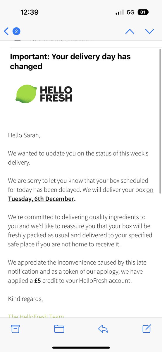 Thank you <a href="/HelloFreshUK/">HelloFresh UK</a> for being completely unreliable. Being notified the afternoon of delivery isn’t irritating in the slightest….