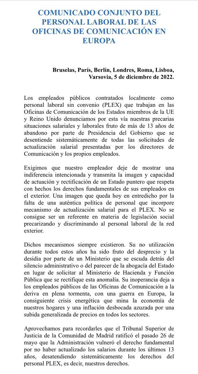 PLEX Oficinas Comunicación Europa tweet media