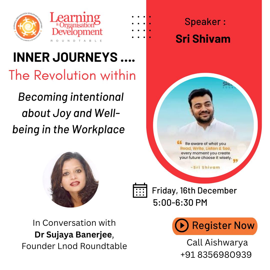 Our relationships at work and the positive synergies we can manifest from the inner revolution is what this session seeks to precipitate

Sri Shivam guides us on this journey of inner joy and well-being that can transform the work place…

Register now! lnkd.in/d3xFmuGv