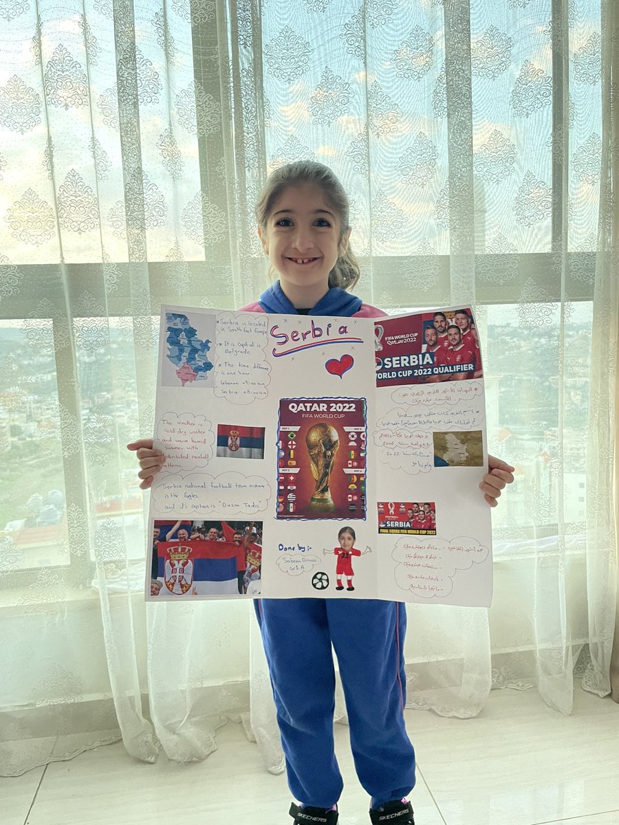 Sameera95412672's tweet photo. @makdawhaschool for FIFA 2022.       Serbia sabeen dimassi grade 1a https://t.co/aq8wfviNvU