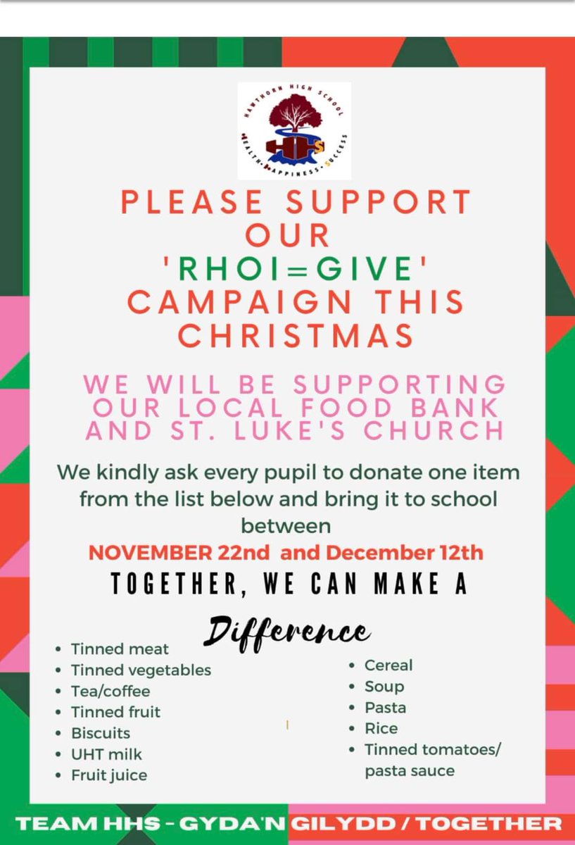 MrsWorth (@geogdepthhs) on Twitter photo ππ
π» Please support our RHOI-GIVE Campaign if you can... If all members of our school community brought in one item, it would make a real difference to so many families! Donations can be given to form tutors or Mrs Worth. Diolch π
π» <a href="/HawthornHighSch/">Hawthorn High School/Ysgol Uwchradd y Ddraenen Wen</a> ππ
π» Please support our RHOI-GIVE Campaign if you can... If all members of our school community brought in one item, it would make a real difference to so many families! Donations can be given to form tutors or Mrs Worth. Diolch π
π» <a href="/HawthornHighSch/">Hawthorn High School/Ysgol Uwchradd y Ddraenen Wen</a>