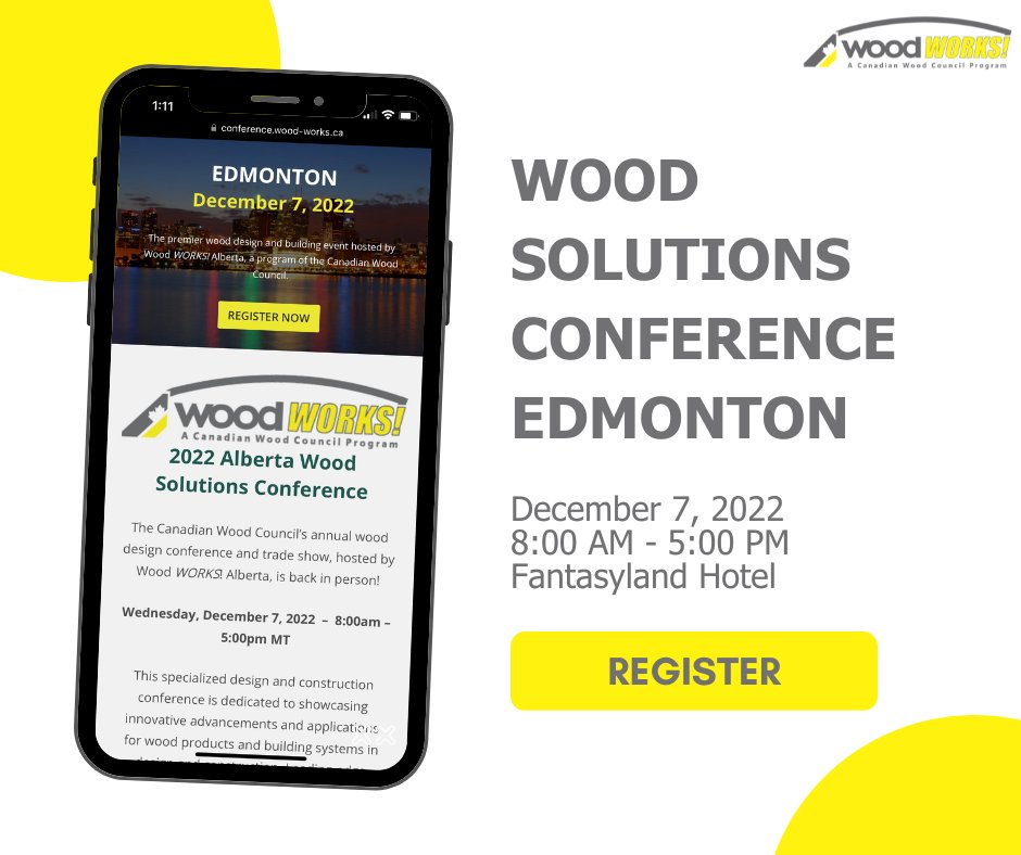 We are officially counting down the days until the Wood Solutions Conference in Edmonton! Looking for information on the conference? Check out our website at conference.wood-works.ca/edmonton-decem…

#WoodSolutionsConference #WSC2022 #YEGEvents #WoodWorks