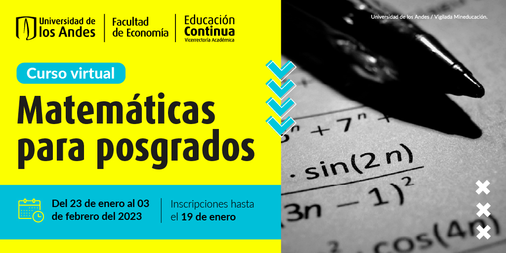Han pasado años desde que las matemáticas eran obligatorias en clase y ahora que estás en posgrado estas ¿Oxidado? No te preocupes, únete a este curso que traemos para ti.
Repasa, recuerda y refuerza tu pensamiento matemático.
Link: bit.ly/MatemáticaPosg…
***
 #EDCO #Uniandes