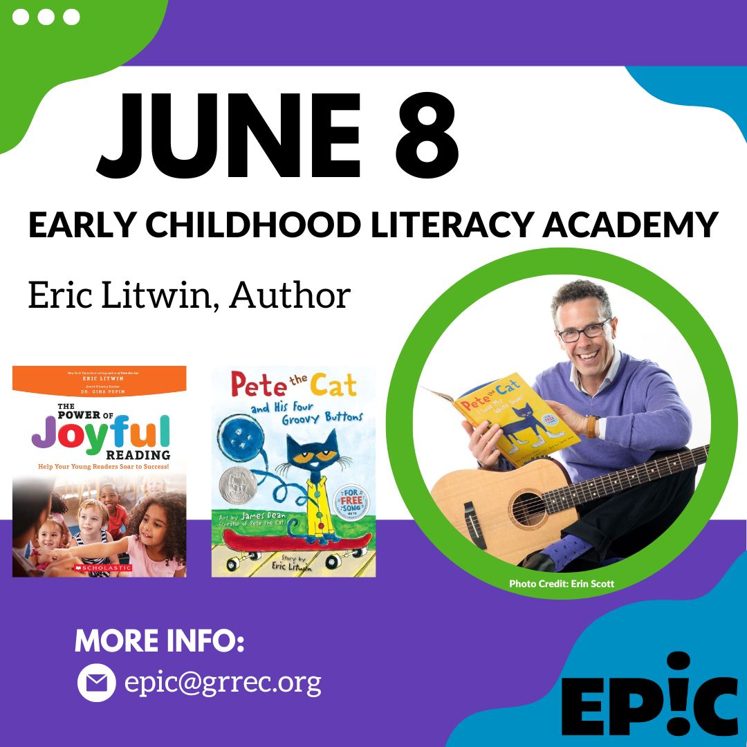 We are just thrilled to share our opening day keynote for the 23-24 Early Childhood Literacy Academy! It will be ERIC LITWIN! We'd love to have you join us for this incredible experience. Message me or email epic@grrec.org for more information. <a href="/GRRECKY/">GRRECKY</a>