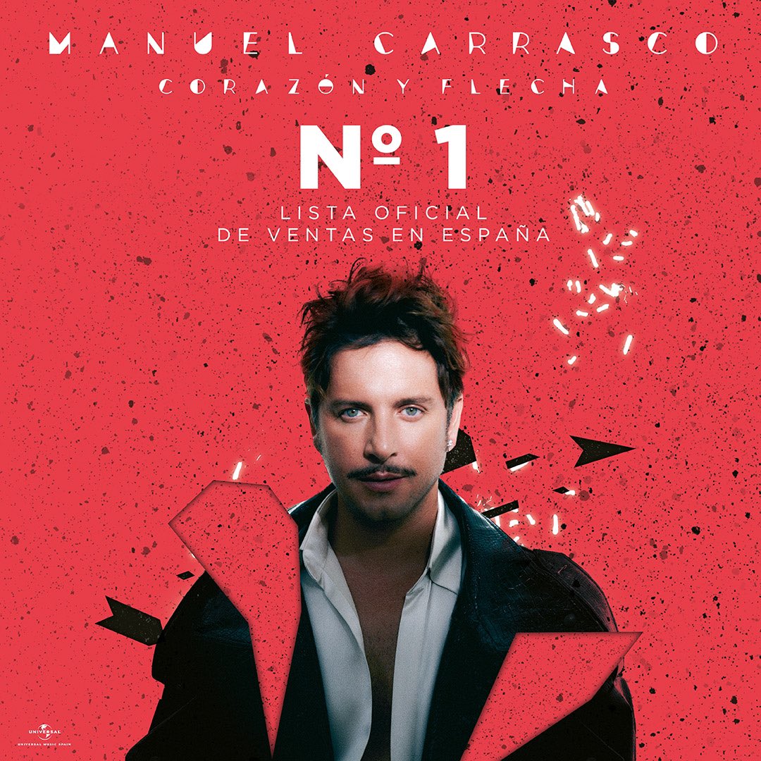 UniversalSpain's tweet photo. .@manuelcarrasco_ ocupa la primera posición de la Lista Oficial de Ventas de Álbumes en España @portaldemusica. ¡Enhorabuena! #CorazónYFlecha #TopAlbumes https://t.co/4jPaVf9A4O