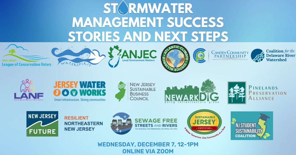 We invite local business leaders, municipal and county officials to join us &amp; <a href="/NJLCV/">New Jersey LCV</a> @waterspirit10 on a webinar to discuss examples of stormwater management and green infrastructure projects from across the country! Sign up: mobilize.us/njlcv/event/54…