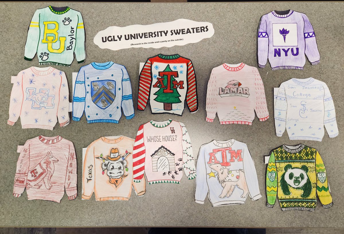 CTHSAVID's tweet photo. Ugly university sweaters that made the window! Research on the inside and a party on the outside. https://t.co/Fjqo2Cq3Ia
