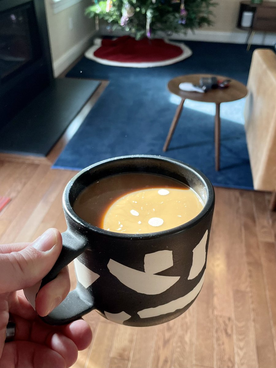 Inaugural coffee with my new <a href="/RypeArts/">Ryan Putnam</a> mug (which I have been trying to get for years). It’s beautiful and huge!