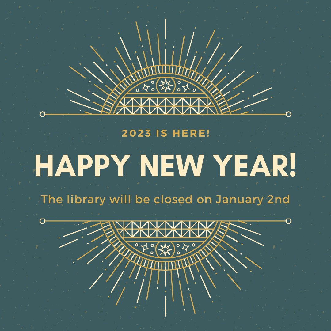 WaterlooNELib's tweet photo. The library will be closed on January 2nd. Have a safe and fun holiday! https://t.co/c5N05DmEBj