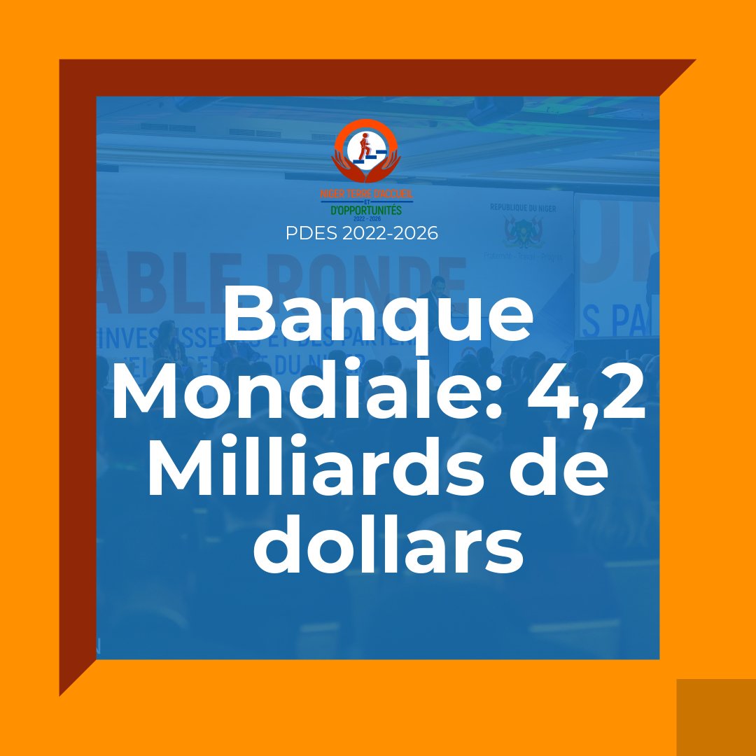 PresidenceNiger's tweet photo. 🟧[Annonces PDES 2022-2026]  
🟧Banque Mondiale: 4,2 Milliards de dollars https://t.co/dfToAu5ypB