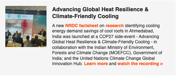 NRDC_India's tweet photo. From implementing #South_Asia's first #Heat_Action_Plan in 2013 to advancing global heat resilience and climate-friendly cooling at @COP27. @NRDC_India is committed to defending the #planet and its #people from the dangers of climate crises such as #HeatWaves. https://t.co/x5PXdpbNlU