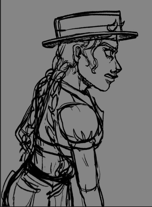 StWarnersAngels's tweet photo. Sketch of the player’s idle battle pose. Originally, battles in SWA were going to be pixel art but I’m insane so I want it all to be illustrated, since there r illustrations thru out the demo. #saintwarnersangels #indiedev #indiegame #indiegamedev #characterdesign #indierpg https://t.co/vpnREK65DS