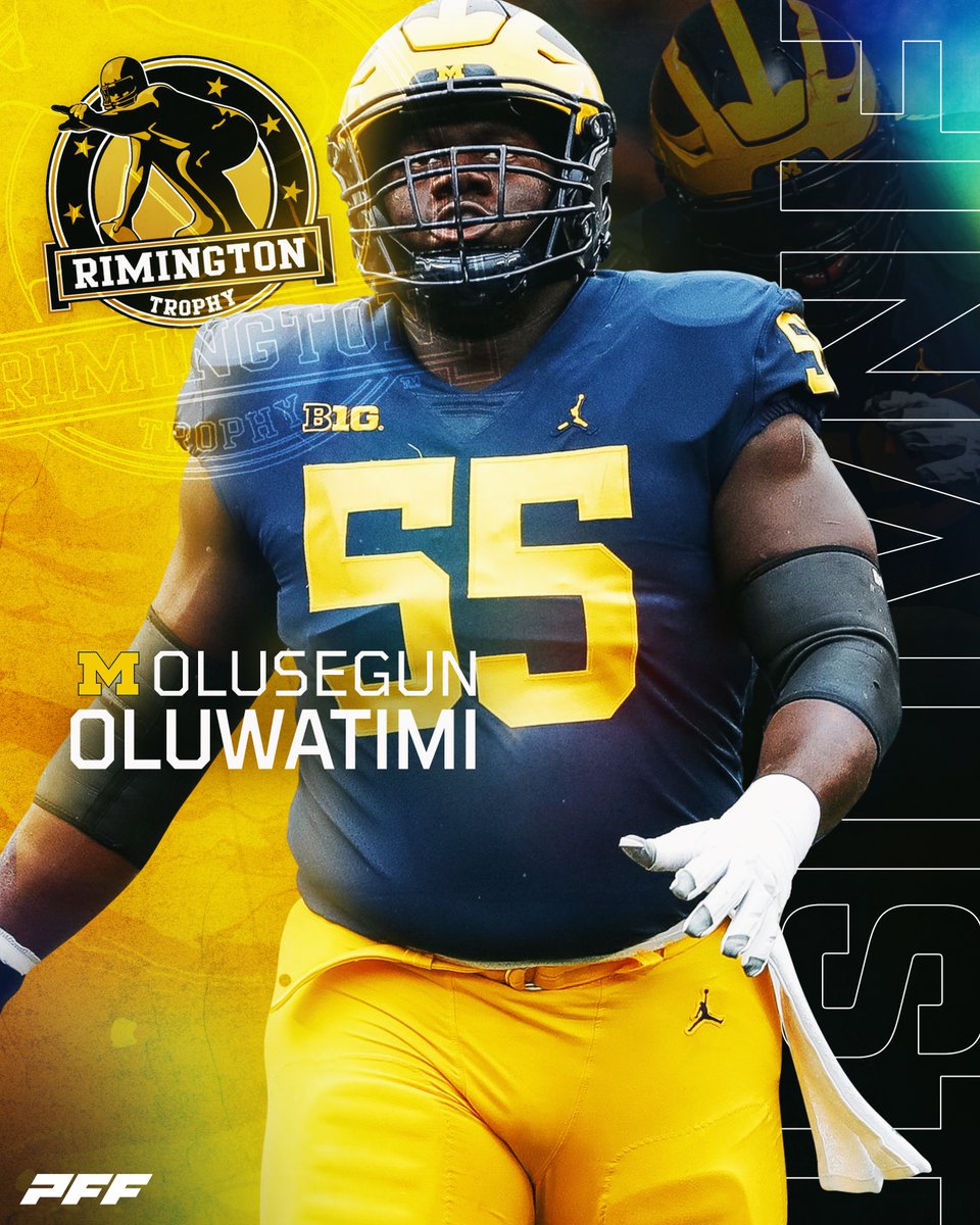 rimingtontrophy's tweet image. We are so excited to announce our three finalists for the 2022 Rimington Trophy!

Brett Neilon, @uscfb 
Olusegun Oluwatimi @UMichFootball 
John Michael Schmitz, @GopherFootball 

Our winner will be announced this Thursday, December 8th on the ESPN College Football Awards Show.