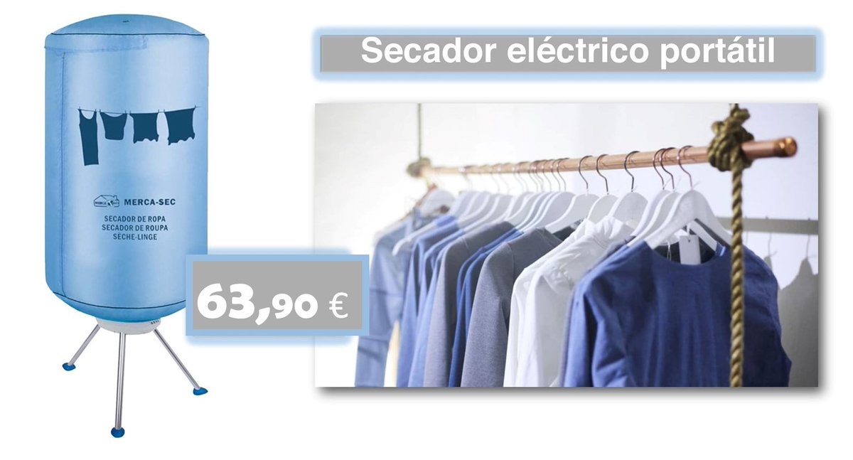 LopezParraSL's tweet photo. #Secador de #ropa #portátil con temporizador⏰
🔵Muy útil en días fríos y lluviosos 🌧🥶
🔵Ideal para llevar (camping, casa de vacaciones..)
🔵Facilita el planchado de la ropa 👚👖👗👔
🛒https://t.co/Y44TmPnLKC https://t.co/9KeA68cgs0
