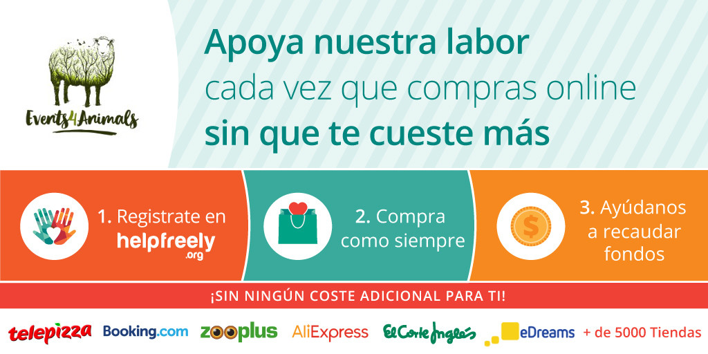 Events4Animals's tweet image. ¿Si pudieras ayudar gratis lo harías, verdad? Ya es una realidad con Helpfreely. Regístrate helpfree.ly/j41735